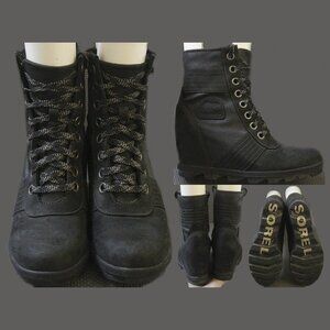 Sorel Lexie Wedge NL 3046 Women's Boots Size US 8 UK 6 EUR 39, Black